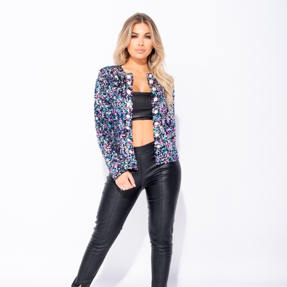 Confetti Queen Multicolored Sequin Blazer - Picture 4 of 8